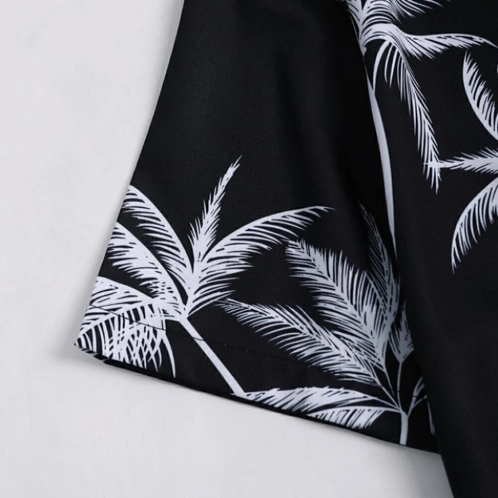 Black Mens Button Up Tee Shirt - Picture 5 of 6